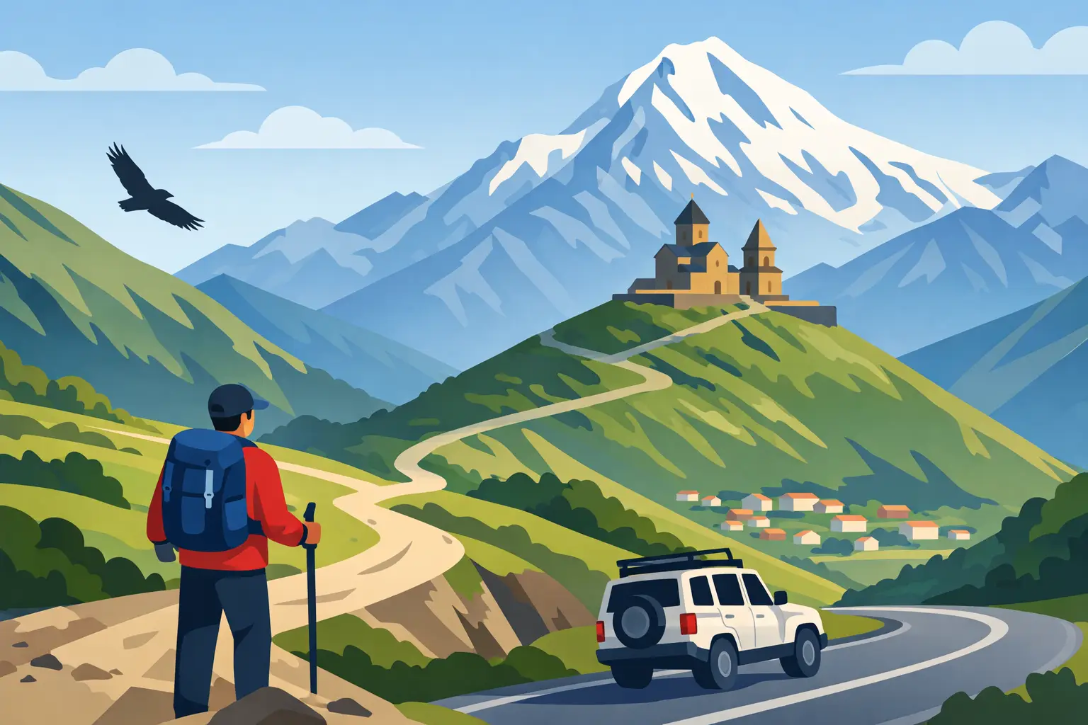 How to Reach Gergeti Church From Stepantsminda